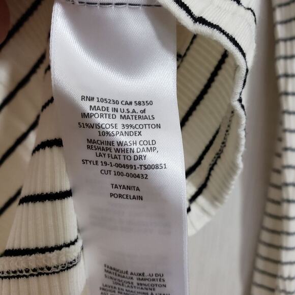 Joie Tayanita long sleeve scoop neck striped ribbed top woman's size small - Picture 6 of 8